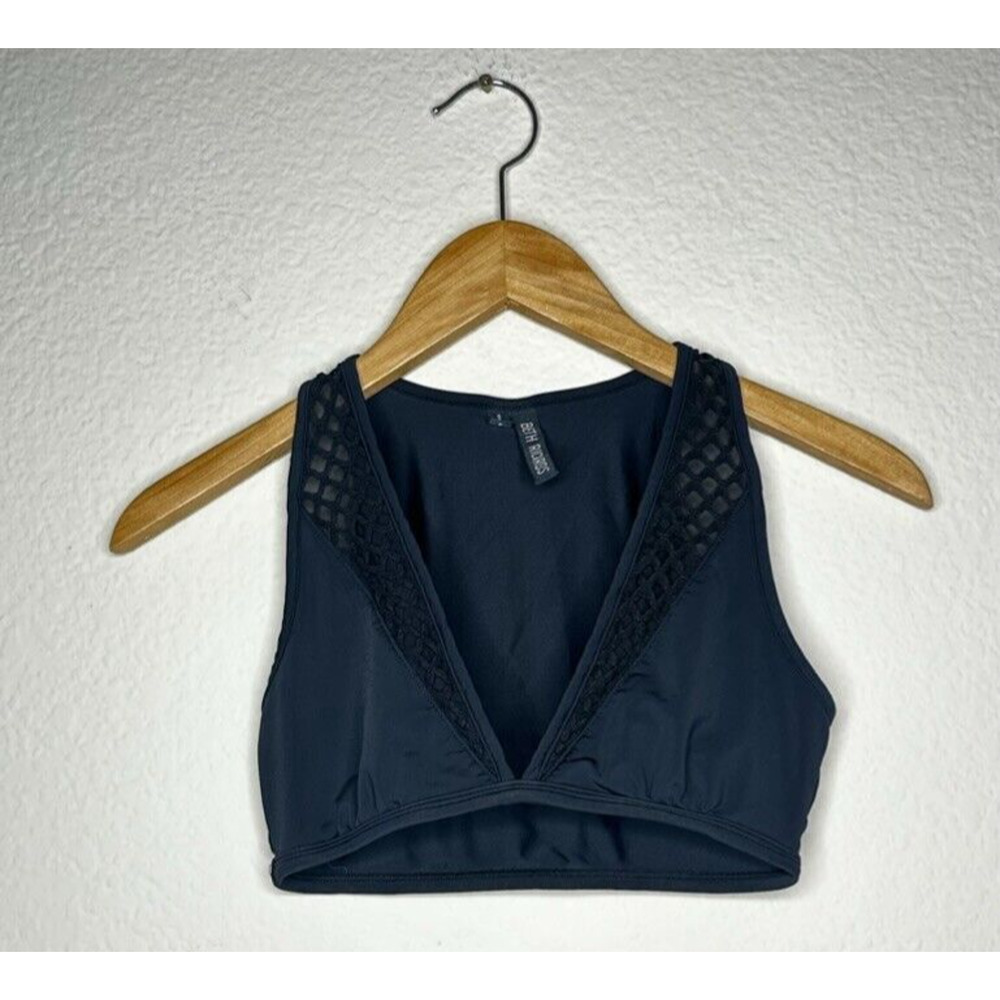 Beth Richards Bra Swim Top Black Keyhole Size Petite V Neck 3XS Athleisure - Picture 2 of 11